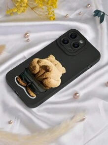 Cute Stuff 1 bucată Funny Bear Fund Carcasă personalizată pentru telefon, carcasă de protecție moale neagră mat, compatibilă cu Apple și Samsung