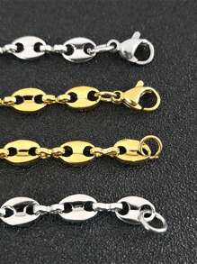 Hip Hop Hạt Cà Phê Dây Chuyền Vòng Cổ Nam Nữ Thép Không Gỉ Vàng Bạc Màu Mũi Lợn Hình Liên Kết Punk Choker - vòng cổ - Xem 4