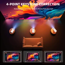 HUASHIJIE 4K 超高清 5G 家庭视频投影仪，多功能沉浸式家庭影院支持 Android 和 IOS 的 WiFi 连接，直接投影到墙上，兼容高清和 USB，自动梯形校正，内置 Android 系统和扬声器，非常适合家庭、户外、圣诞节和情人节礼物 - 查看 6