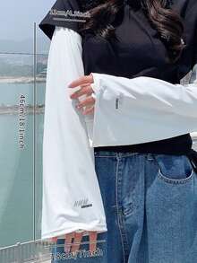 1 Pair Letter Pattern Sun Protection Sleeve Covers, Loose Breathable Arm Sleeves For Summer Outdoor - Multicolor - View 2