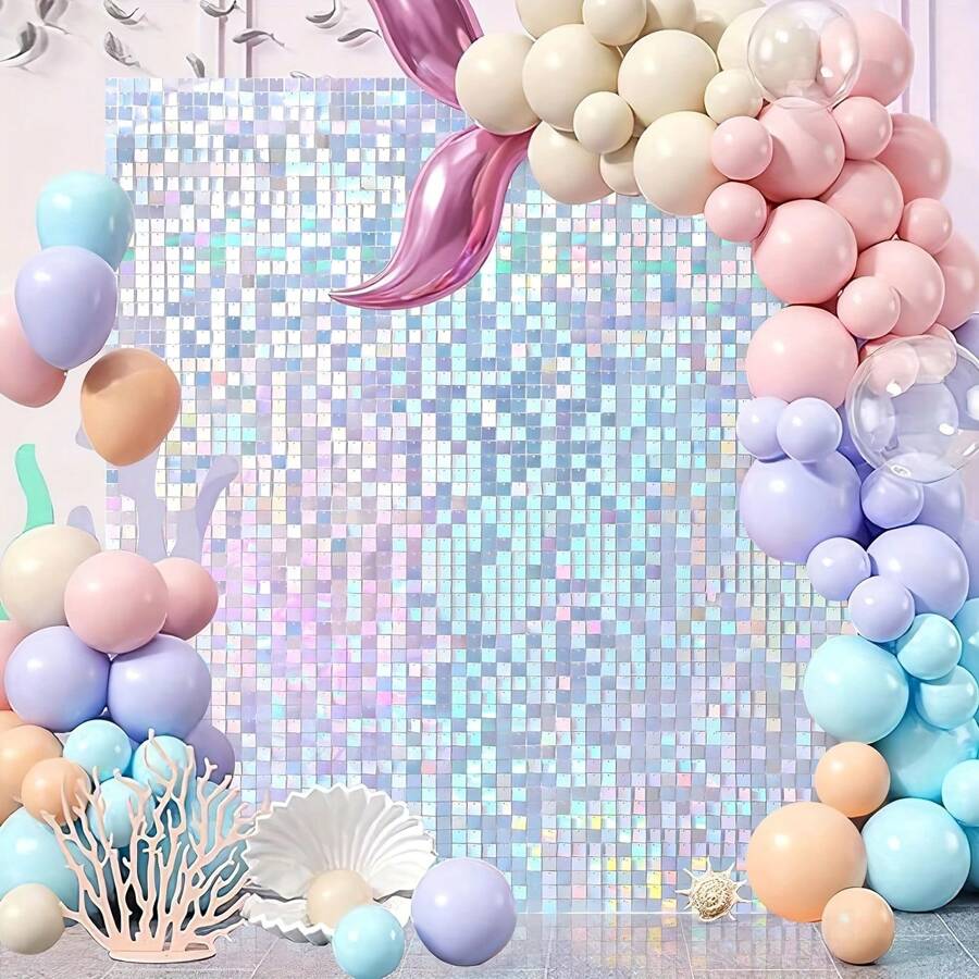 24/36pcs Backdrop Panels Shimmer Wall Backdrop For Party Wedding Birthday Engagement Parties Anniversary Decoration - 交響樂銀 - 查看 1