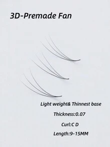 一盒1000根散装扇形睫毛嫁接，0.07毫米尖头，3D/4D/5D/6D/7D/8D浓密型预制睫毛嫁接 - C - 查看 5