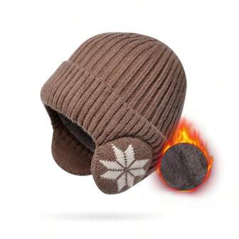 1pc Knitted Knitted Hat, Winter Warm & Thick Unisex Ear Protection Cap, Korean Style Outdoor Cycling