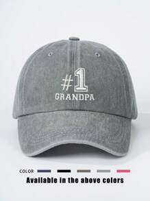 1 件刺绣“1 GRANDPA”水洗棒球帽，可调节户外防晒休闲帽，适合春季、秋季、旅行、海滩、Y2K 风格年轻人 - 刺繡 - 查看 8