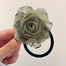 1 件手工制作的多色玫瑰花发圈，波西米亚雪纺仿花发饰，甜美可爱发带，适合女士和女士日常使用情人节马尾辫发圈发圈橡皮筋发圈发绳弹性发带 - 彩色 - 查看 14