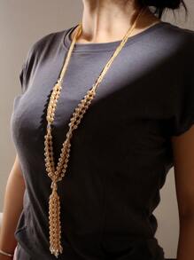 1 件复古风格优质珍珠多层流苏项链/毛衣链，长款优雅女士项链 - 流蘇 - 查看 4