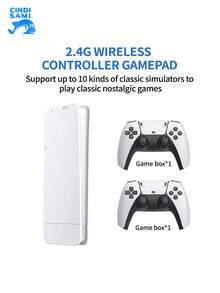 Consola de juegos 2,4G, mango dual inalámbrico, mango de detección remota, consola de juegos, arcade PS de alta definición para dos jugadores - Blanco - Ver 3