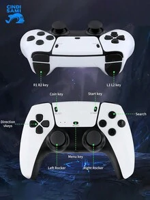 Consola de juegos 2,4G, mango dual inalámbrico, mango de detección remota, consola de juegos, arcade PS de alta definición para dos jugadores - Blanco - Ver 7