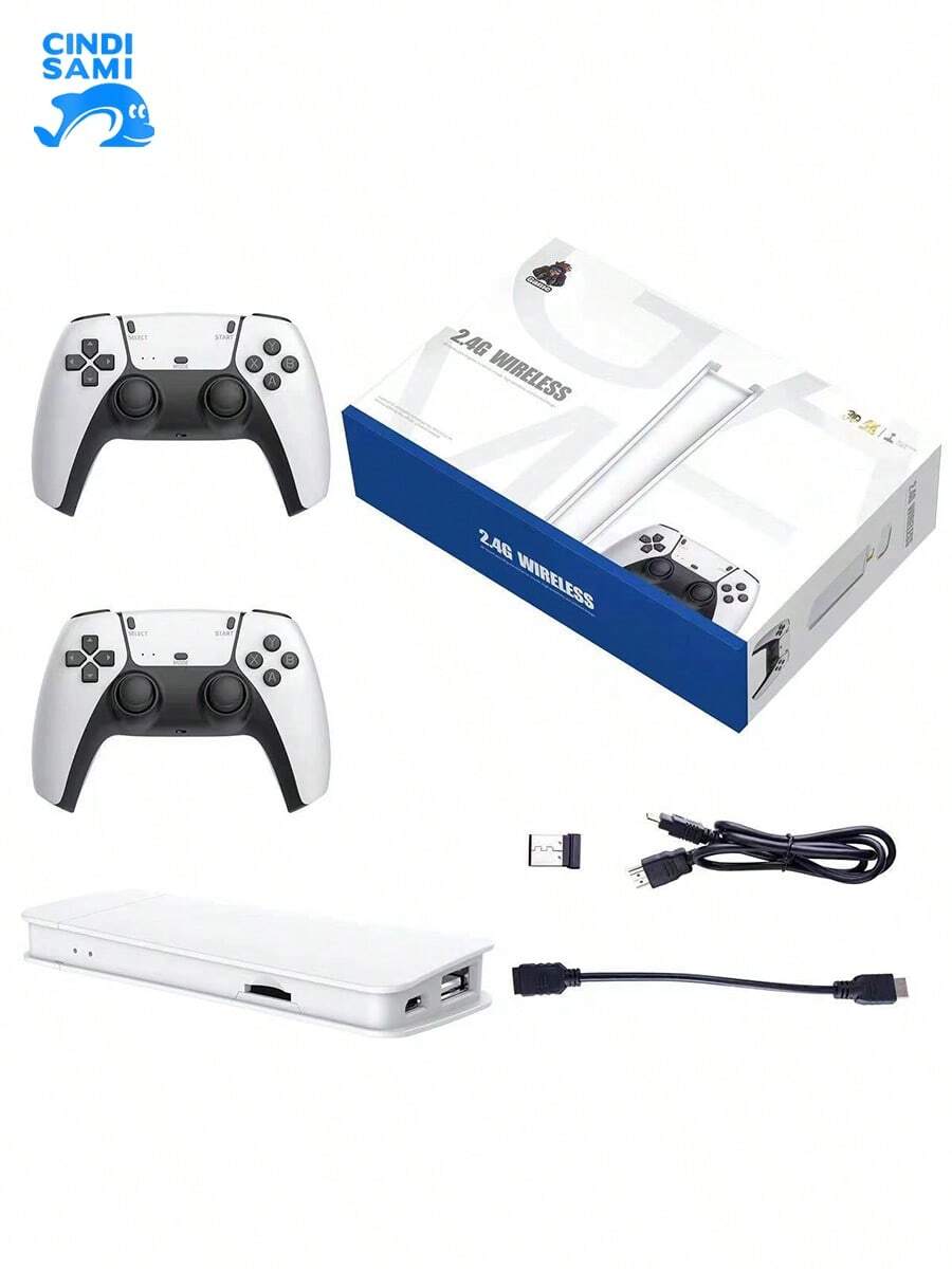 Consola de juegos 2,4G, mango dual inalámbrico, mango de detección remota, consola de juegos, arcade PS de alta definición para dos jugadores - Blanco - Ver 1