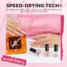 Modelones Mini Nail Polish Set 6 Colors Summer Nail Polish Set Exquisite Glitter Quick Dry Nail Polish Set Nail Art DIY Nail Salon Home Gifts Women Girls, One Set Of Nail Polish Contains 6 Colors, One Color 5ml - 粉色 - 查看 6