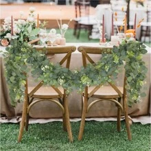 1pc/2pcs/3pcs/5pcs, 70.86 Inches/5.9 Feet Home Decor Artificial Table Vines,Green Eucalyptus Flower Crown With Silver Dollar Eucalyptus Leaves And Gypsophila Flower Crown Centerpieces Artificial Flowers Vines Plastic, Valentine Day, Gift Gifts Birthday Graduation - Green - View 6
