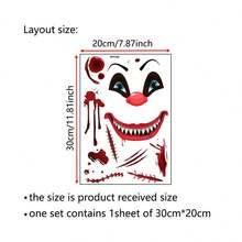 1 pieza Pegatina de inodoro ensangrentado de Halloween, serie de decoración de pared de baño con rostro aterrador y horrífico - Multicolor - Ver 10