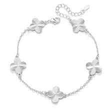 1 pulsera de cadena de oro de 18k con cuatro hojas de hierba simples