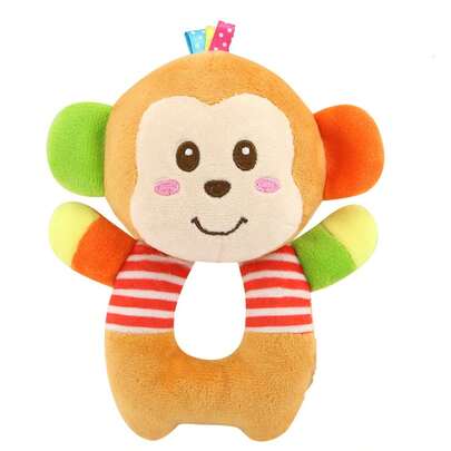 婴儿柔软猴子和大象抓握摇铃玩具，适合幼儿