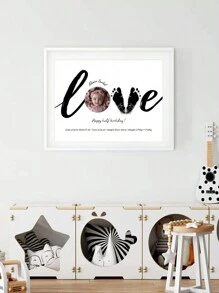 1pc 40x30cm Aangepaste decoratie muur kunst pasgeboren baby portret foto gepersonaliseerde vezel canvas print, rechthoekige frameloze muur decor voor slaapkamer, woonkamer, huis