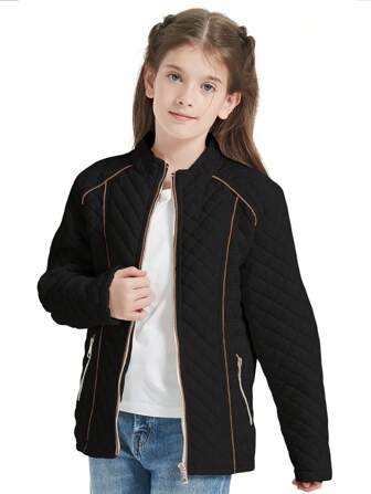 Tween 女童拉链前口袋加垫外套，秋冬季