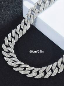 CVNANA 1 pieza Collar de moda hip-hop con brillo de rhinestone, collar y pulsera de diamante falso incrustado de tendencia, regalo unisex