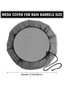 1/2 pezzi Coperture in rete di poliestere durevole con cordino - Schermi protettivi per giardino e patio all'aperto, materiale in rete traspirante, facile accesso ai serbatoi d'acqua, coperture per bidoni dell'acqua piovana decorativi | Coperture adatte per bidoni dell'acqua piovana, coperchi per serbatoi d'acqua - nero - Visualizzare 4