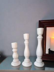2pcs Vintage Wooden Candlestick Holder For Home Decor,Room Decor,Gifts - White - View 11