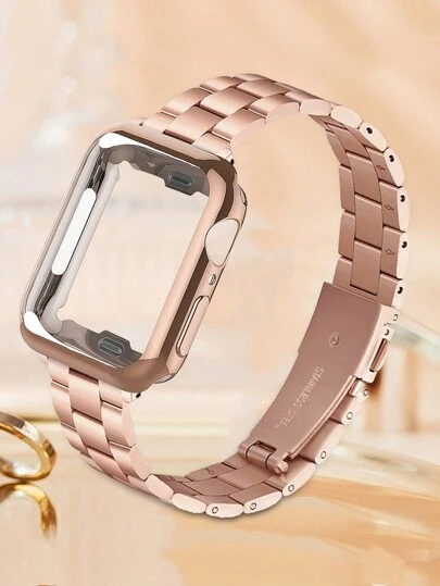 2 件玫瑰金表带 + 保护壳套装，包括 14 毫米超薄女士表带和 TPU 软保护壳（带屏幕保护膜），兼容 Watch Ultra 2 1 SE S9/8/7/6/5/4/3/2/1 系列，送给家人和朋友的绝佳礼物，新款流行智能手表配件，适用于 38 毫米、40 毫米、41 毫米、42 毫米、44 毫米、45 毫米、49 毫米手表，适合年轻男女