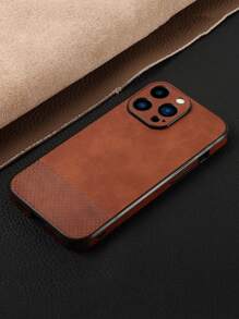 Ốp lưng điện thoại da cao cấp phối da thật và da PU kiểu cổ điển, chống sốc, tương thích với iPhone 17 Air 16 15 14 13 12 11 Pro Max Plus X XS XR 8 7. Ốp lưng mềm mại, unisex, quà tặng mùa xuân, sinh nhật, kỷ niệm. - màu nâu - Xem 4