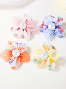 10pcs/Pack Baby Girls Cute Princess Flower Mesh Hair Scrunchies, Toddlers Non-Damaging Hair Ties Hair Accessories
