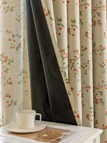 1pc Lightweight, Minimalist, Floral & Botanical Pattern Blackout Curtain Panel, Suitable For Living Room, Bedroom, Home Decor, All-Season Use - Multicolor - View 4