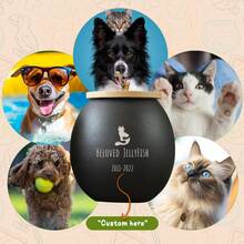 1 件陶瓷定制宠物骨灰盒，定制猫骨灰盒，定制狗骨灰盒，带有姓名和日期的个性化宠物骨灰盒，非常适合狗狗的纪念、纪念品和纪念品，精心制作的纪念品罐，宠物主人的理想选择，保存每一次冒险和珍贵的记忆，宠物纪念骨灰盒，宠物骨灰容器 - 黑色 - 查看 9