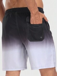 Speed mate Quần short nam 2 trong 1 thời trang rộng rãi có dây rút màu sắc phong cách bạn trai dành cho đi biển, tập luyện, bơi lội - Xám - Xem 3