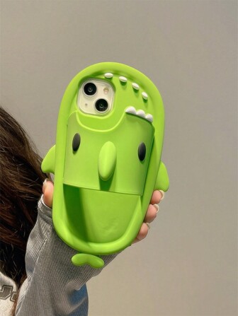Apple Green New 3D Cute Shark Design Silicone Phone Case Compatible With Iphone 16 Pro Max/16 Pro/16, IPhone 13/13 Pro Max/13 Pro, IPhone 14 Pro Max/14 Pro/14, IPhone 11, IPhone 12, Personalized Cartoon Phone Case Compatible With Iphone 15 Pro Max/15 Pro/15, Creative Phone Cover Gift Waterproof Shockproof Anti-Fall Scratch Resistant