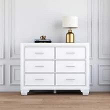Chests Of Drawer, Vintage Dresser With 6 Drawers Sideboard For Bedroom, Living Room, Dining Room Wood Storage Dresser Cabinet - 白色 - 查看 4