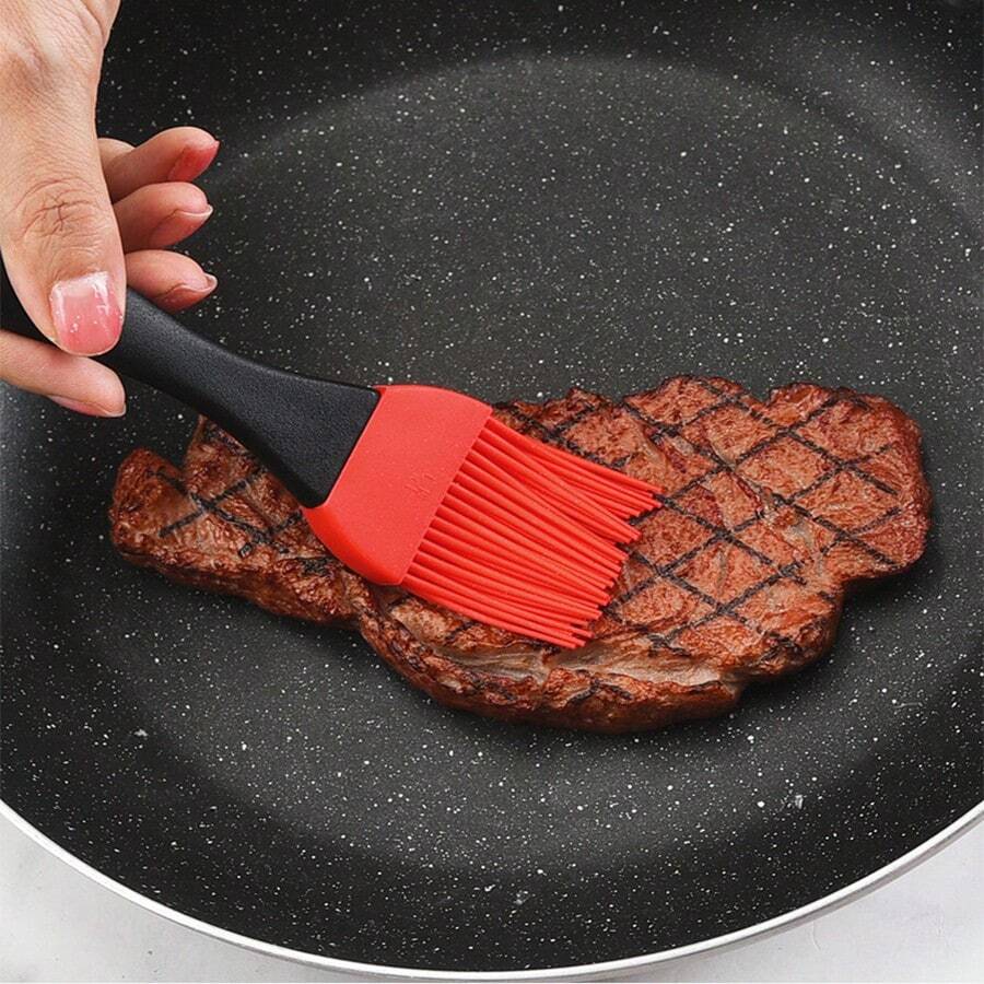 硅胶烧烤酱刷烘焙油刷厨房煎饼食物刷煎饼家用耐高温烧烤刷易清洗易收纳 - 紅色 - 查看 1