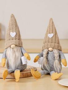 1pc 感恩节针织无脸爱心帽饰物挂腿手磨咖啡圣诞饰品。红色针织帽无脸饰物手拿咖啡挂腿矮人妖精饰品家居装饰日常最佳礼物 - 彩色 - 查看 4