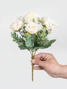 1支/30支人造玫瑰、绣球花、牡丹花束，情人节礼物，生日派对装饰，婚礼新娘捧花，客厅、卧室家居装饰，花瓶插花，新年装饰，户外花园装饰 - 白色 - 查看 4