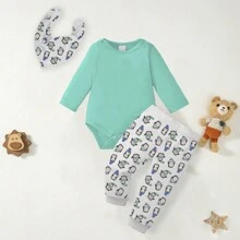 Roupas De Bebê Menino Conjunto Infantil Inverno 3 Peças Pinguim