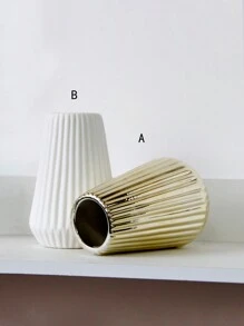 1 件垂直图案陶瓷花瓶，金色和白色，风格桌面装饰花瓶，适用于婚礼、派对、家居、办公室、酒店装饰 - 彩色 - 查看 5