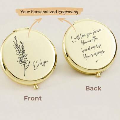 Espejos de bolsillo personalizados como recuerdos de boda de lujo, regalos para damas de honor, cumpleaños personalizados con flores para ella, grabados con moda, vintage, minimalista, elegante, moda de otoño, estilo antiguo, para bodas de mujeres/hombres, accesorios navideños, útiles escolares, para adolescentes, estudiantes de secundaria, estudiantes de preparatoria, estudiantes universitarios, estudiantes de primer año, estudiantes de segundo año, estudiantes de grados inferiores, delicada romance, decoración de otoño