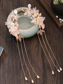 2 Chiếc In Hoa Phong Cách Vintage Hợp Kim Kẽm Kẹp Tóc Có Tua Rua, Dành Cho Nữ Phụ Kiện Tóc Hanfu - Nhiều màu - Xem 2