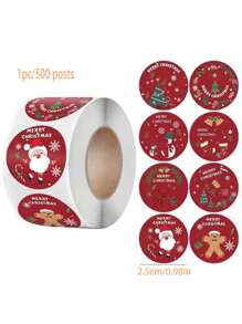 1 Roll Of Christmas Holiday Gift Sticker Labels,Christmas - Multicolor - View 10