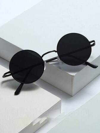 1pc Retro Small Round Fashion Glasses Toad Mirror Crown Prince Mirror Round Frame Fashion Fashion Glasses