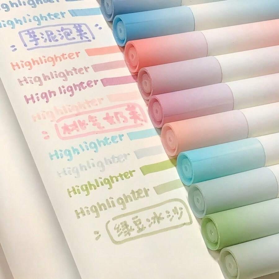 4pcs/Set Highlighter Pens Markers Fluorescent Pens Pastel Colors Stationery For Students - Highlighter Single Head - View 1