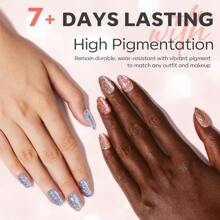 Modelones Mini Nail Polish Set 6 Colors Summer Nail Polish Set Exquisite Glitter Quick Dry Nail Polish Set Nail Art DIY Nail Salon Home Gifts Women Girls, One Set Of Nail Polish Contains 6 Colors, One Color 5ml - 星夜 - 查看 7