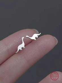 BALMORA 1pair Minimalist & Unique S925 Sterling Silver Cute Little Dinosaur Ear Studs For Girl/Women Daily Wear Birthday Gift
