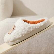 2024 新款女士拖鞋，可爱熊图案室内一脚蹬凉鞋，情侣款 - 米色 - 查看 2