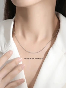 999 Sterling Silver Collarbone Necklace For Women, Silver Content: 92.5%, No Pendant, Stylish & Simple Chain Necklace, Versatile Accessory, Plated In Platinum, Ideal Gift For Friends, Mothers Valentines