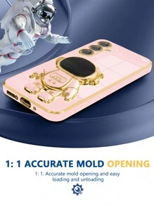 Astronaut Holder Phone Case Compatible With Apple 11/12/13/14/15 Pro Max, S22/S23/S24+, Pixel A04/A05/A14/A15/A24/A25/A34/A54S, OPPO Reno, Realme, VIVO, Redmi 13c+, Waterproof Shockproof Anti-Fall Scratch Resistant