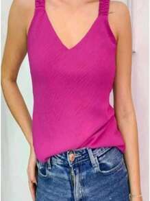 Lisa Women's Tank Top Thick Alcinha Duna Elegante - Màu Hồng Tươi - Xem 2