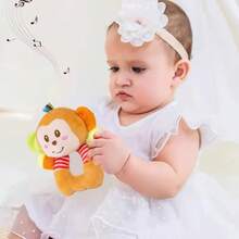 婴儿柔软猴子和大象抓握摇铃玩具，适合幼儿 - 彩色 - 查看 5