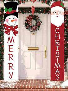 1 Par de Banderines Colgantes Navideños, Decoración Navideña para Entrada con Papá Noel y Muñeco de Nieve Lindos, Elegante Decoración para Exteriores e Interiores, Perfecta para Porche, Jardín, Garaje y Hogar, Navidad