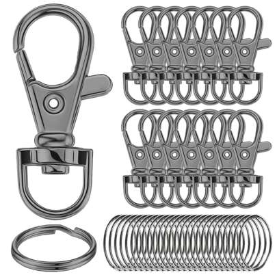 20/40/60/100pcs Keychain Rings With Keyring Hooks, Carabiners With Rings For Lanyards, Jewelry Making DIY Crafts (10/20/30/50pcs Metal Lobster Clasp + 10/20/30/50pcs Split Key Rings) (35mm) Souvenir Car Accessories Bag Charm School Cute Goth Y2k Halloween Accessories Teachers Day Christmas Gift Ideas Bag Accessories Lanyards With Id Holder Car Accessories Bag Charms